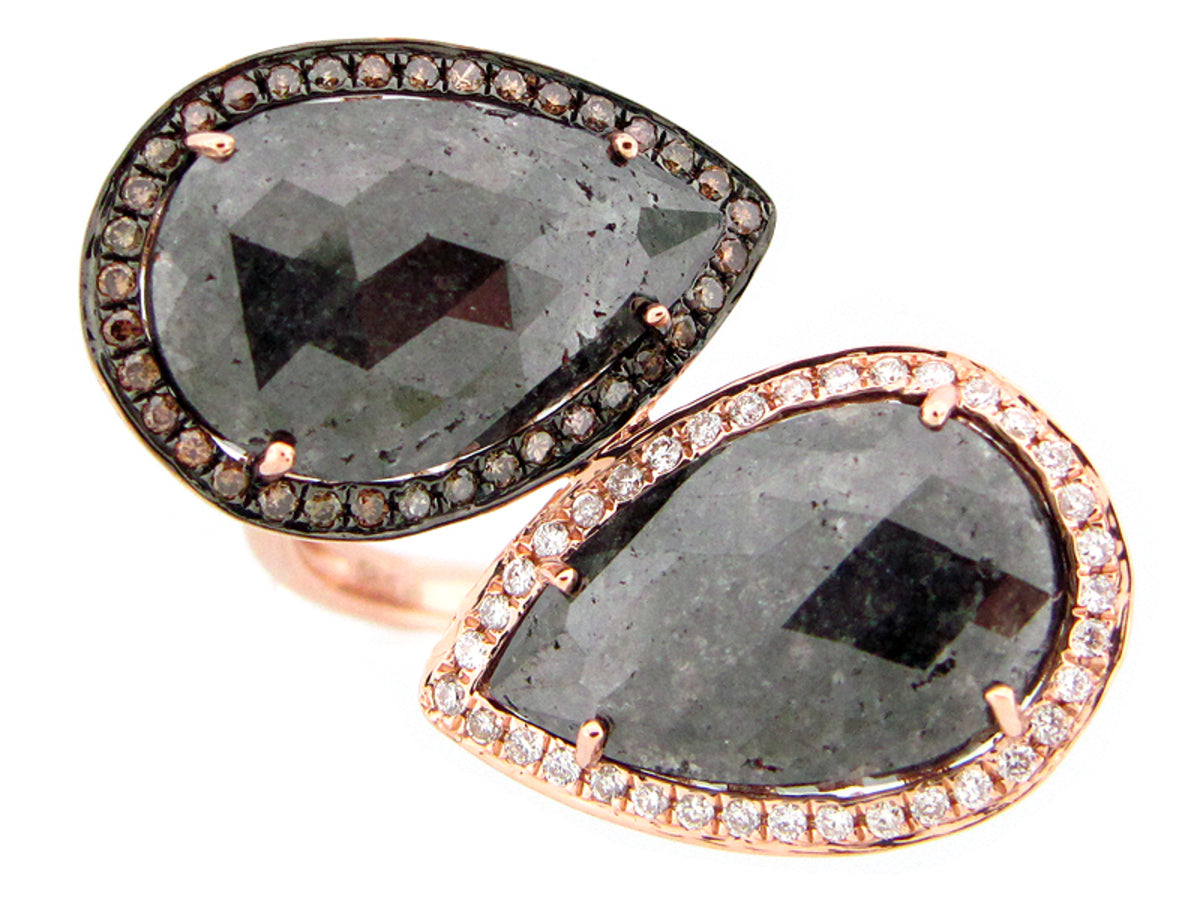 ROSE ROUGH CUT FANCY COLOR DIAMOND RING, 14KR (N)