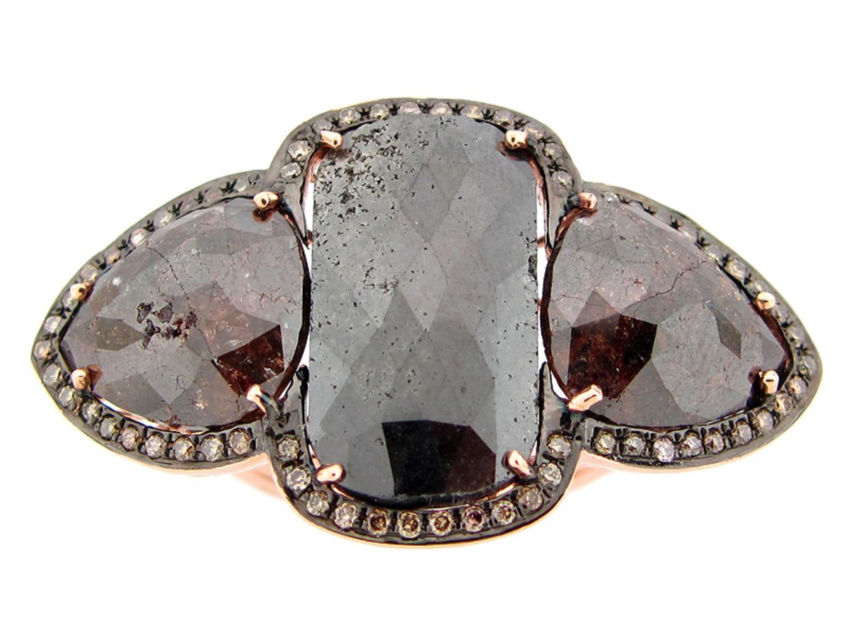 ROSE ROUGH CUT FANCY COLOR DIAMOND RING, 14KR (N)