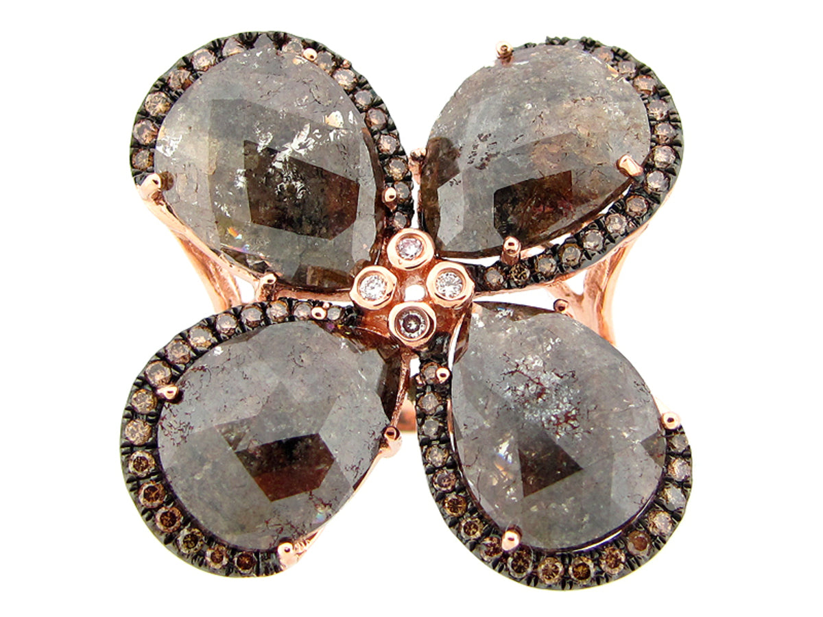 ROSE ROUGH CUT FANCY COLOR DIAMOND RING, 14KR (N)