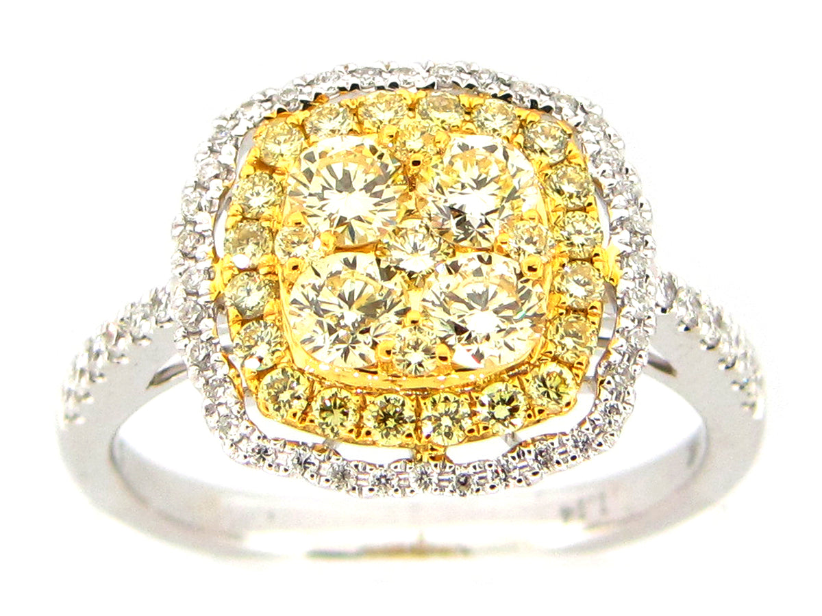 YELLOW & WHITE DIAMOND RING, 18KT (N)