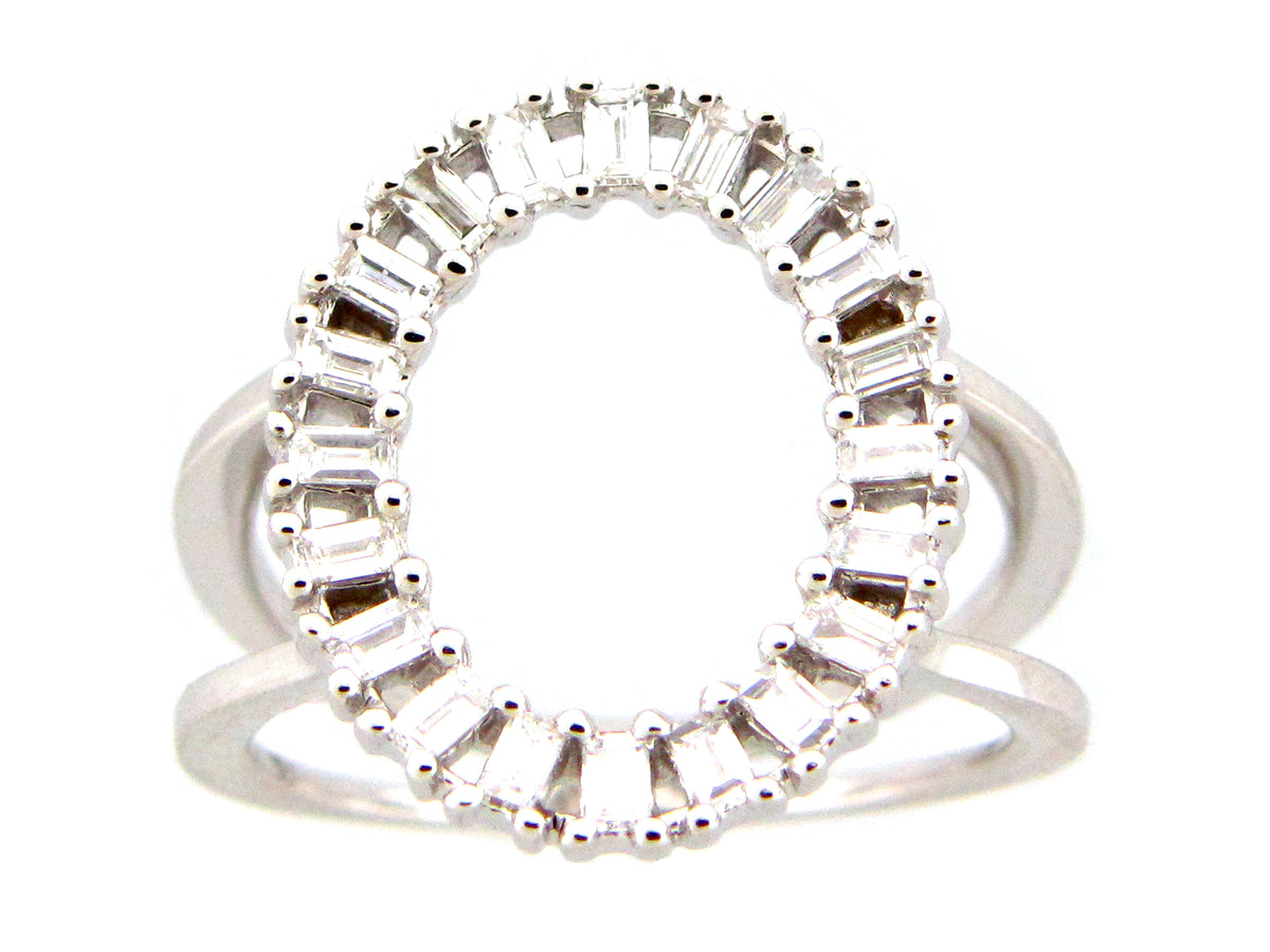 DIAMOND BAGUETTE OVAL RING , 14KW (N)