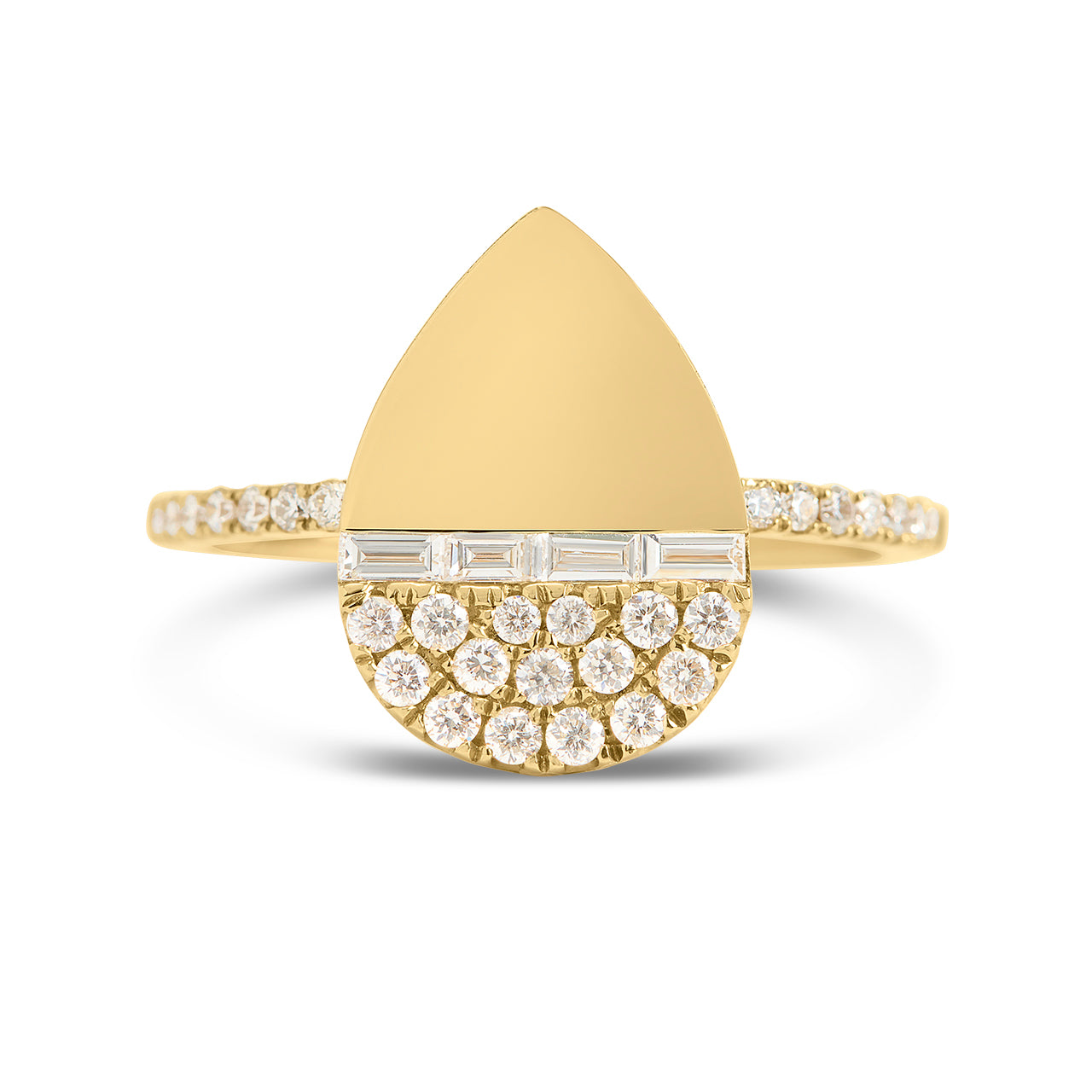 Diamond Baguette & Round Pear Ring