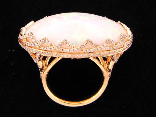 OPAL & DIAMOND RING, 18KY (O)