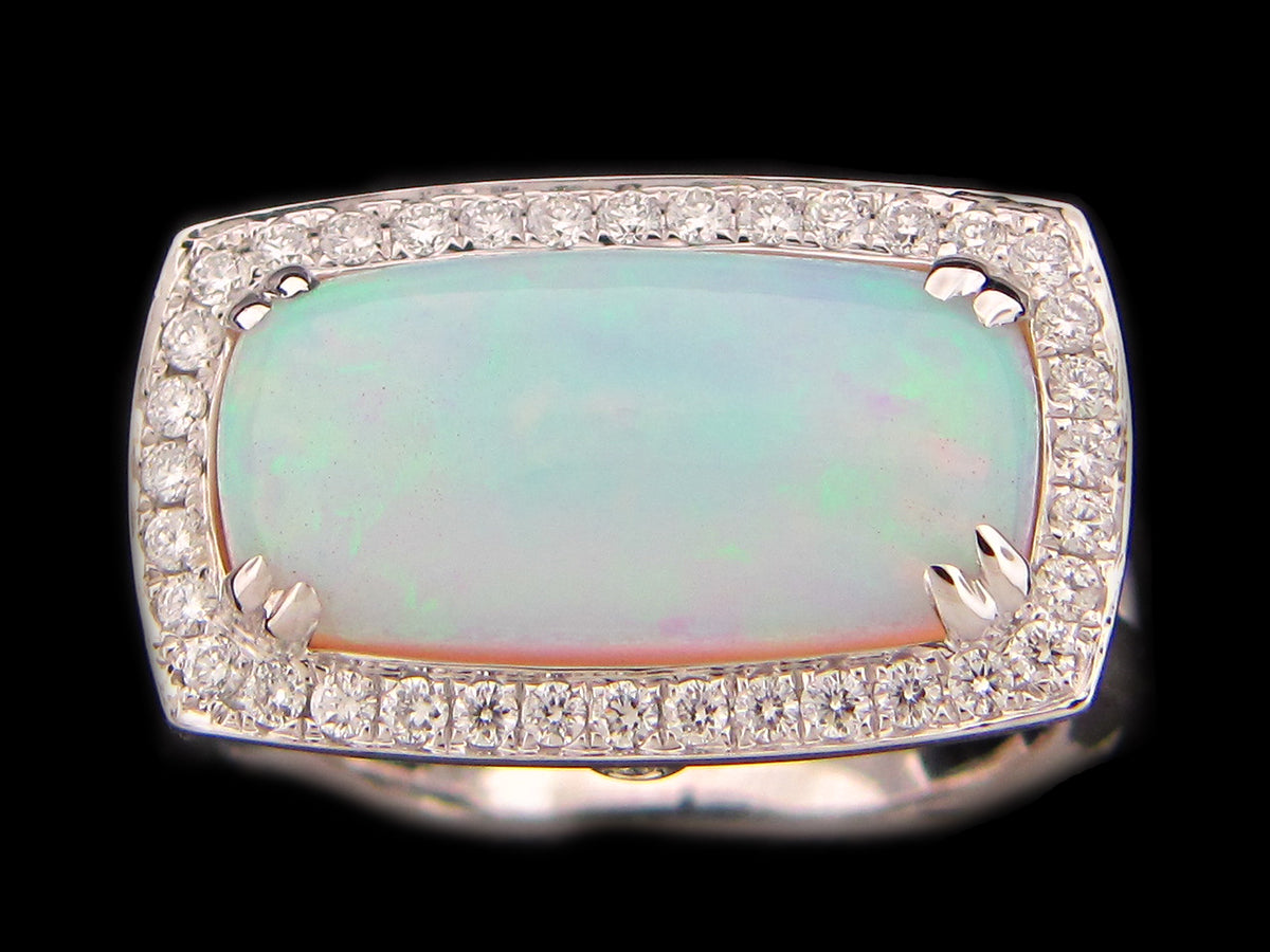 OPAL & DIAMOND RING, 18KY (O)