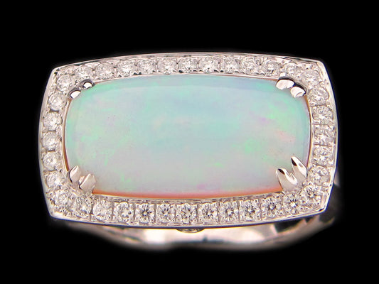 OPAL & DIAMOND RING, 18KY (O)
