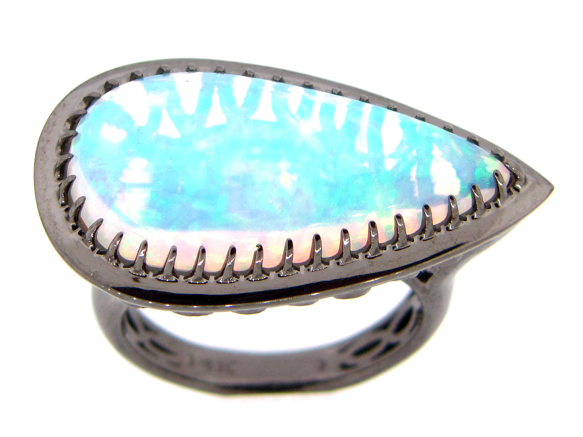 OPAL RING, 18K BLACK FINISH, (O)