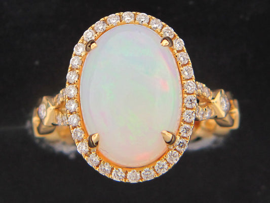 OPAL & DIAMOND RING, 18KY (O)