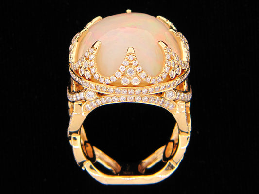 OPAL & DIAMOND RING, 18KY (O)
