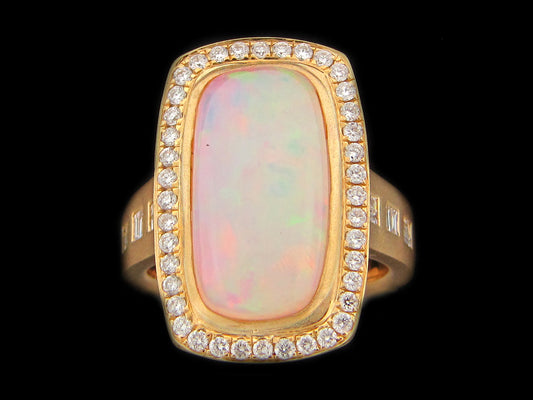 OPAL & DIAMOND RING, 18KY (O)