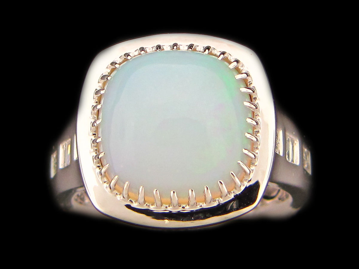 OPAL & DIAMOND RING, 18KW (O)