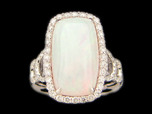 OPAL & DIAMOND RING, 18KW (O)