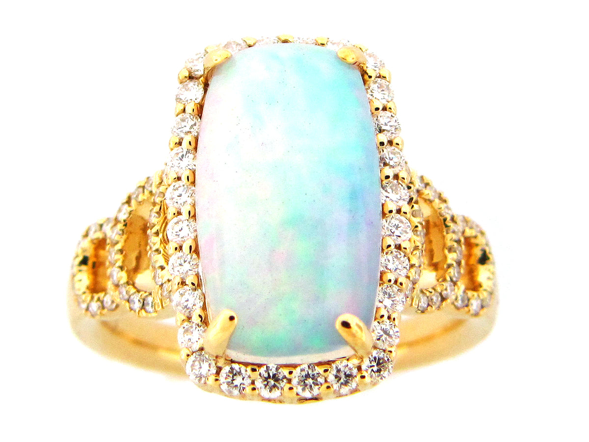 OPAL & DIAMOND RING, 18KW (O)