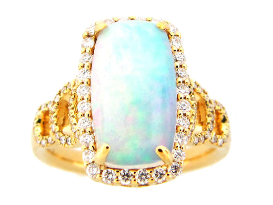 OPAL & DIAMOND RING, 18KW (O)