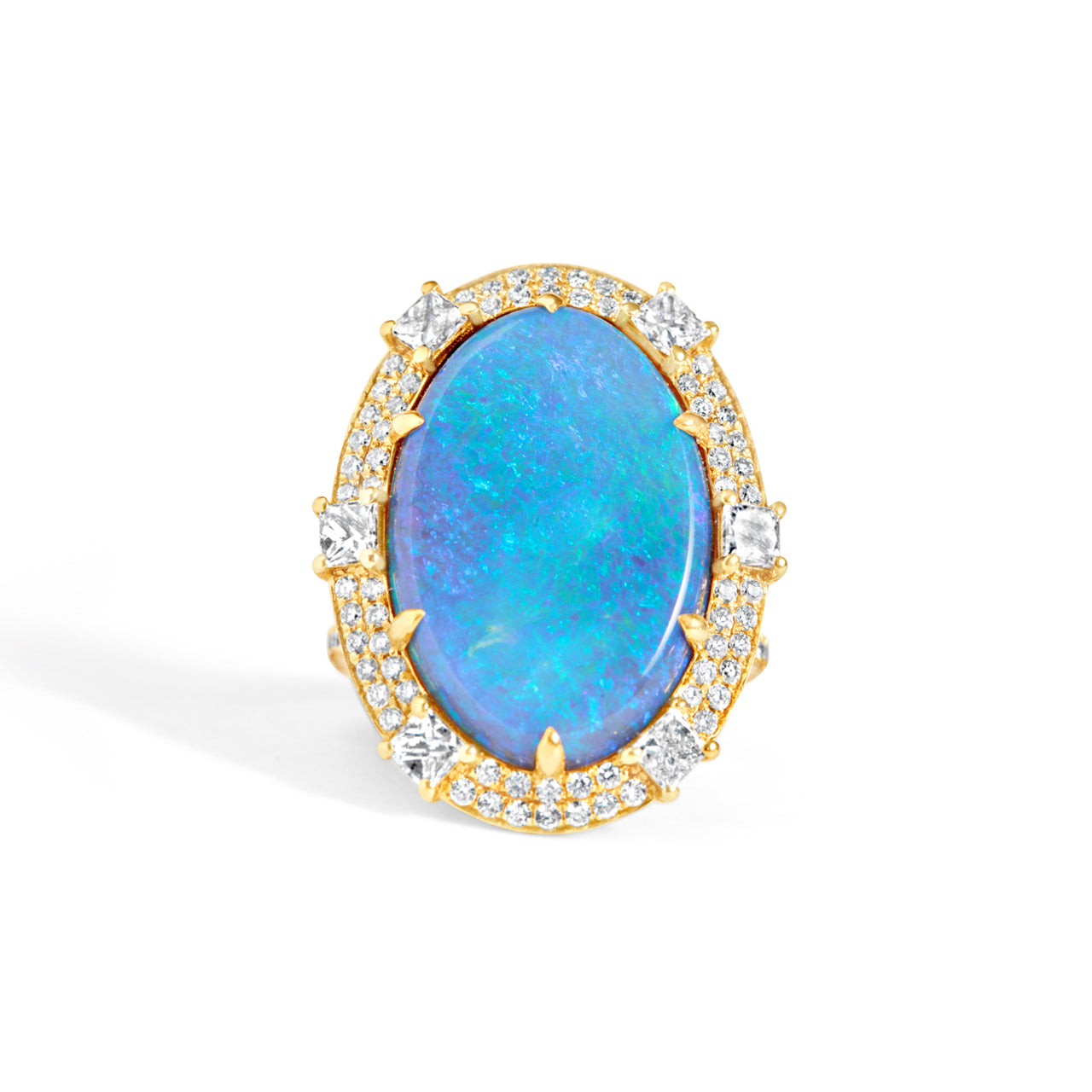 Lightning Ridge Black Opal & Diamond Ring