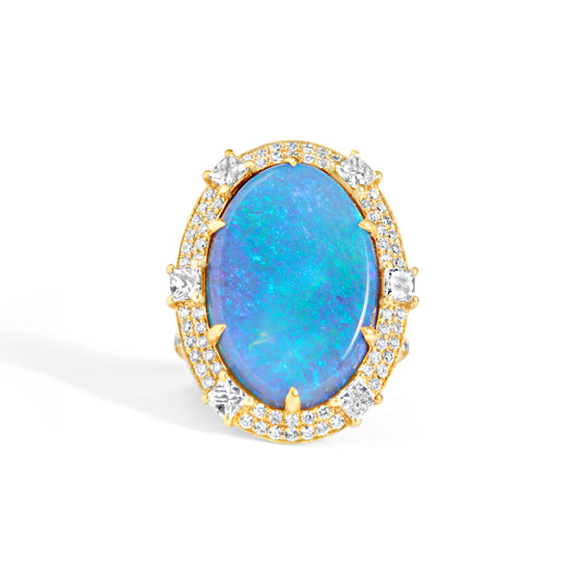 Lightning Ridge Black Opal & Diamond Ring