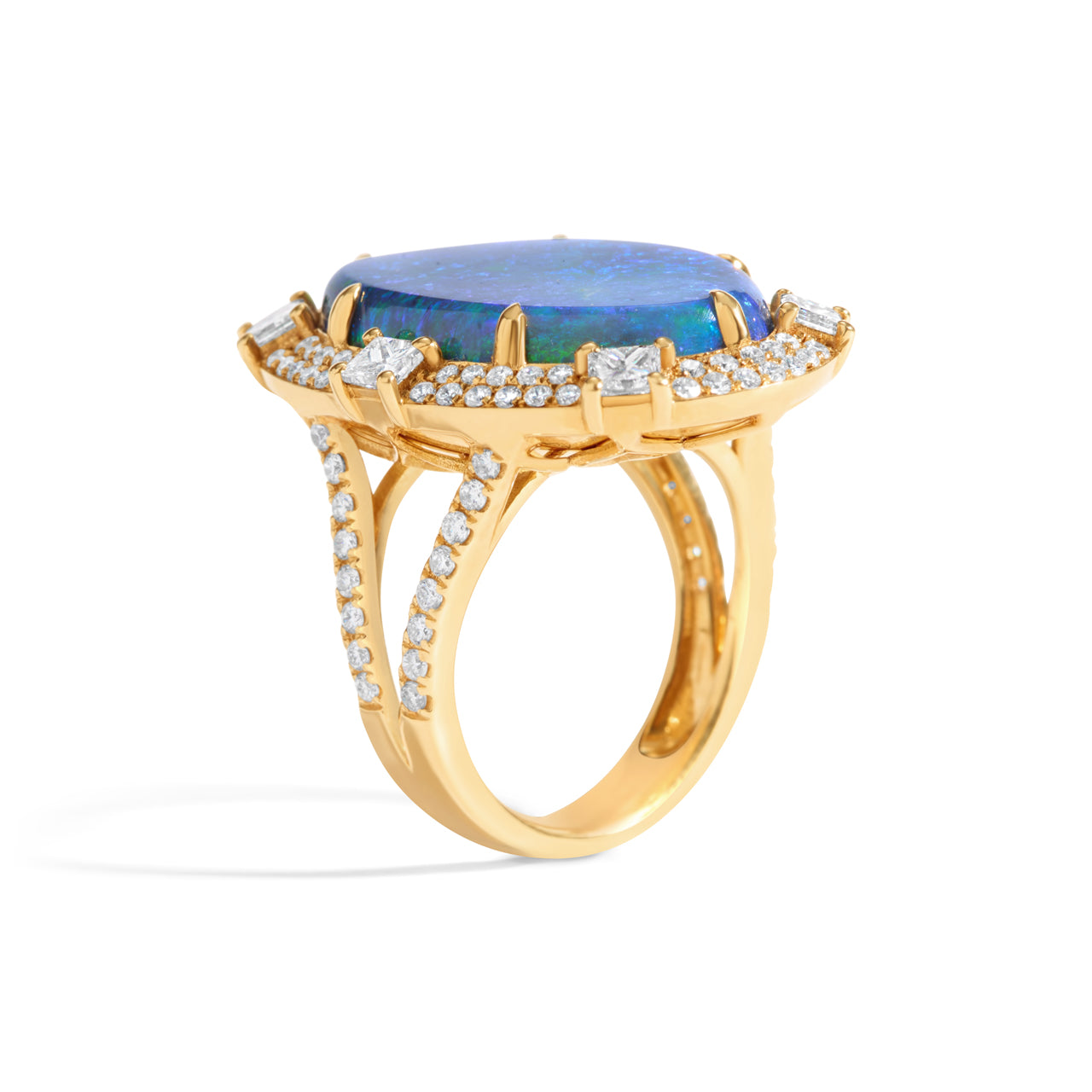 Lightning Ridge Black Opal & Diamond Ring