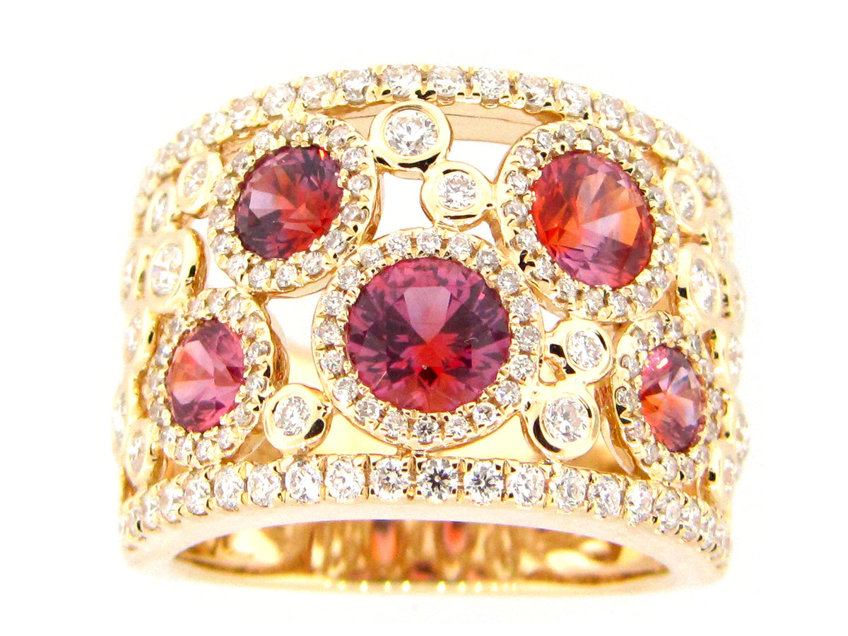 ORANGE SAPPHIRE & DIAMOND RING, 14KY (H/U)
