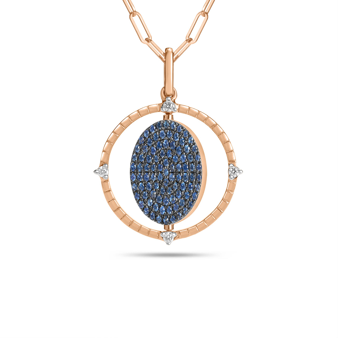 Sapphire & Diamond Flip Medallion Necklace