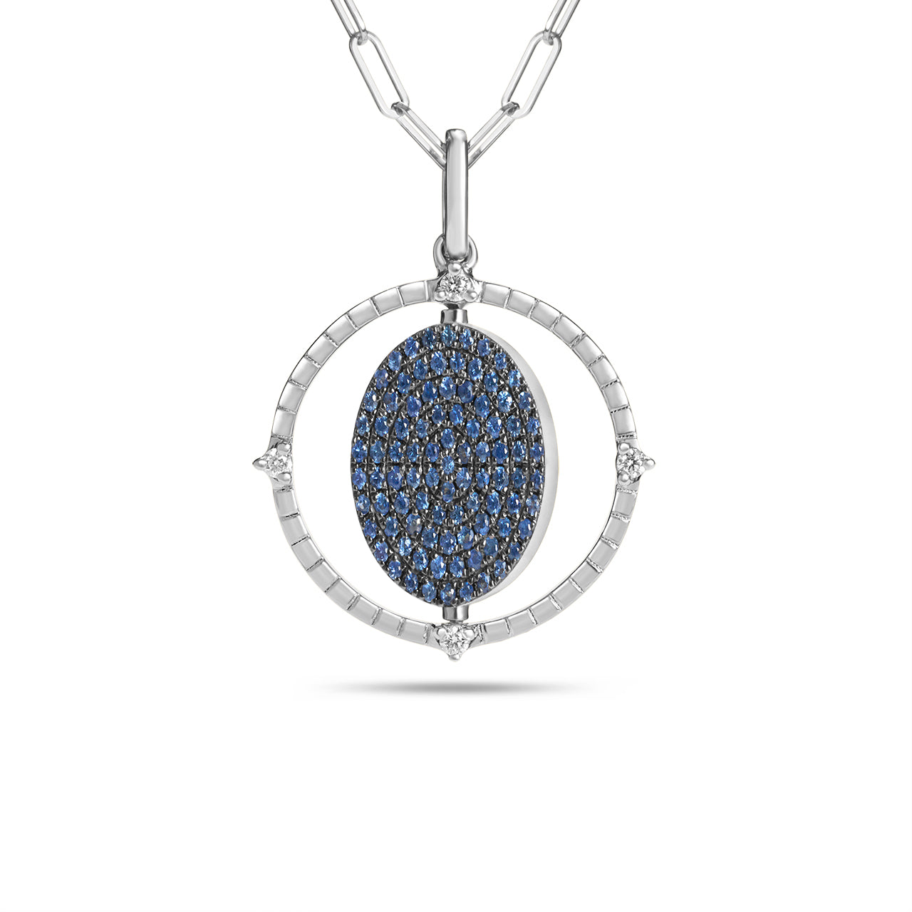 Sapphire & Diamond Flip Medallion Necklace