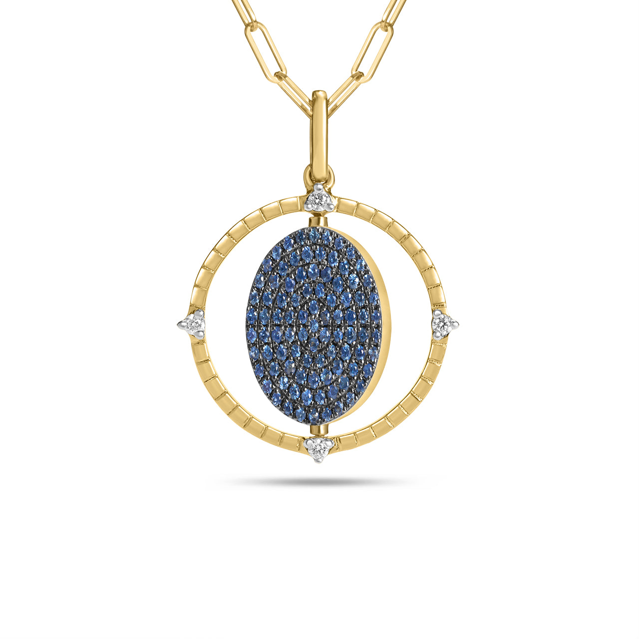 Sapphire & Diamond Flip Medallion Necklace