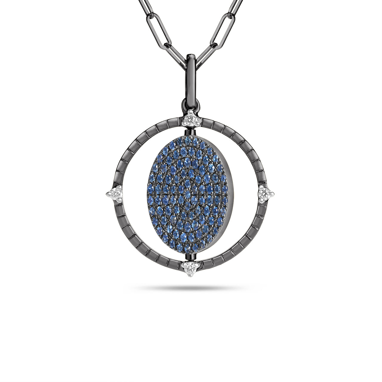 Sapphire & Diamond Flip Medallion Necklace