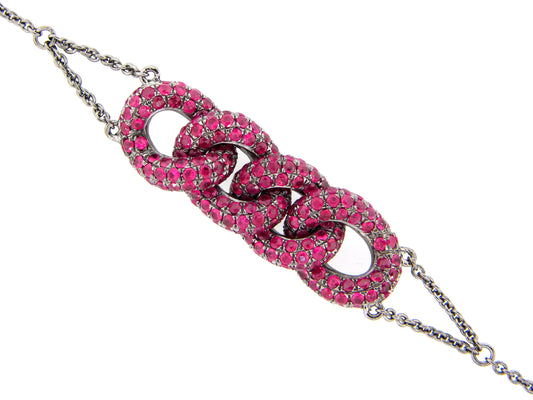 RUBY LINK  BRACELET, BLACK FINISH, SILVER (H)