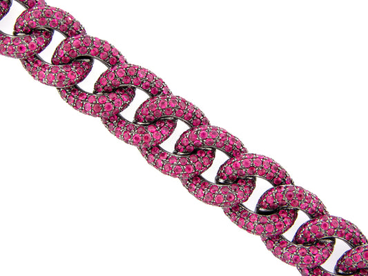 RUBY LINK BRACELET, BLACK FINISH, SILVER (H)