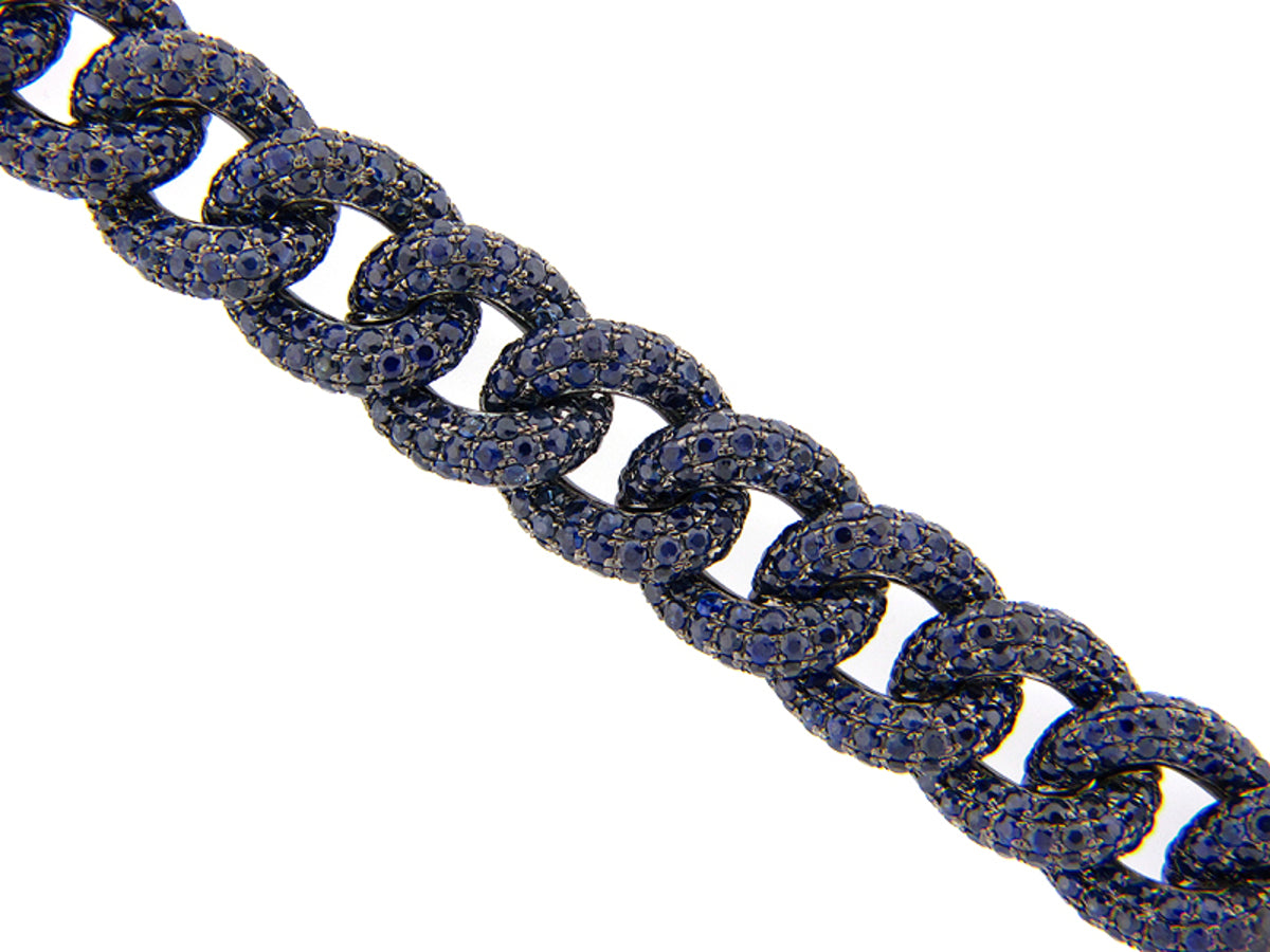 SAPPHIRE LINK BRACELET, BLACK FINISH, SILVER (H)