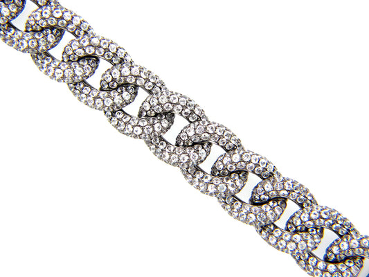 WHITE SAPPHIRE LINK BRACELET, BLACK FINISH, SILVER (E)