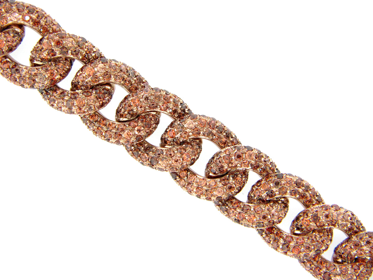 JACINTH LINK BRACELET, BROWN FINISH, SILVER (H)