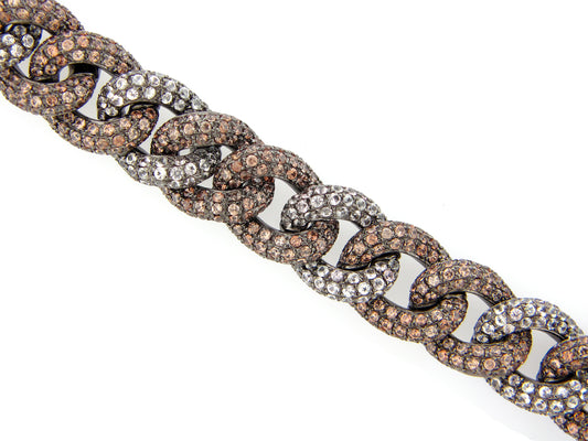 JACINTH & WHITE SAPPHIRE LINK BRACELET, BLACK FINISH