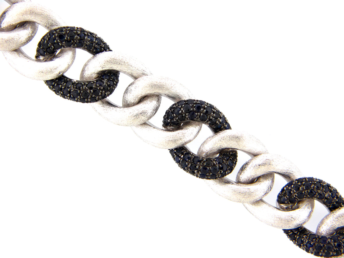 SAPPHIRE LINK BRACELET, SILVER (H)