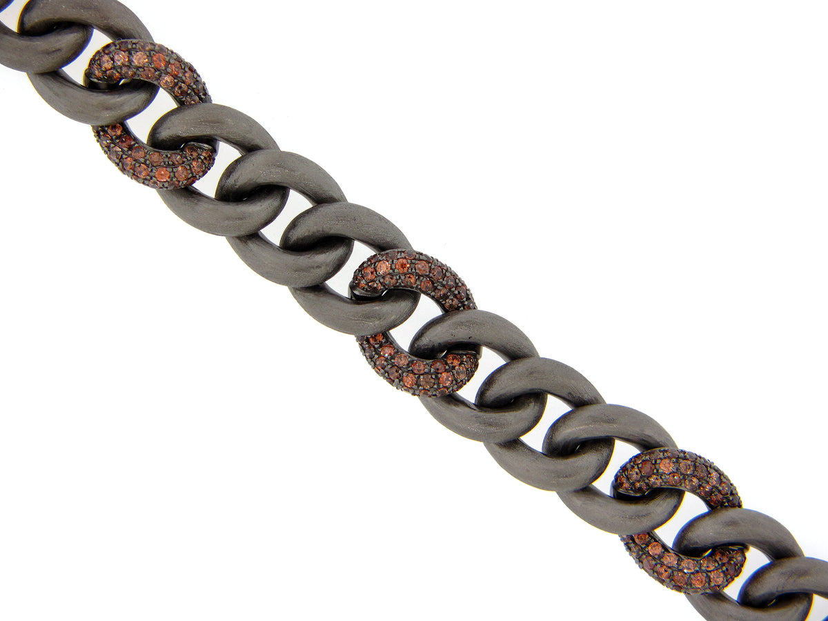 JACINTH LINK BRACELET, BLACK SATIN FINISH, SILVER (N)