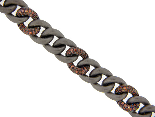 JACINTH LINK BRACELET, BLACK SATIN FINISH, SILVER (N)