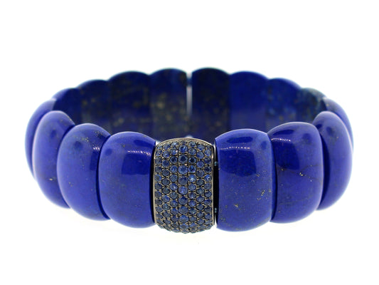 LAPIS & SAPPHIRE BRACELET, BLACK FINISH,  SILVER (H)