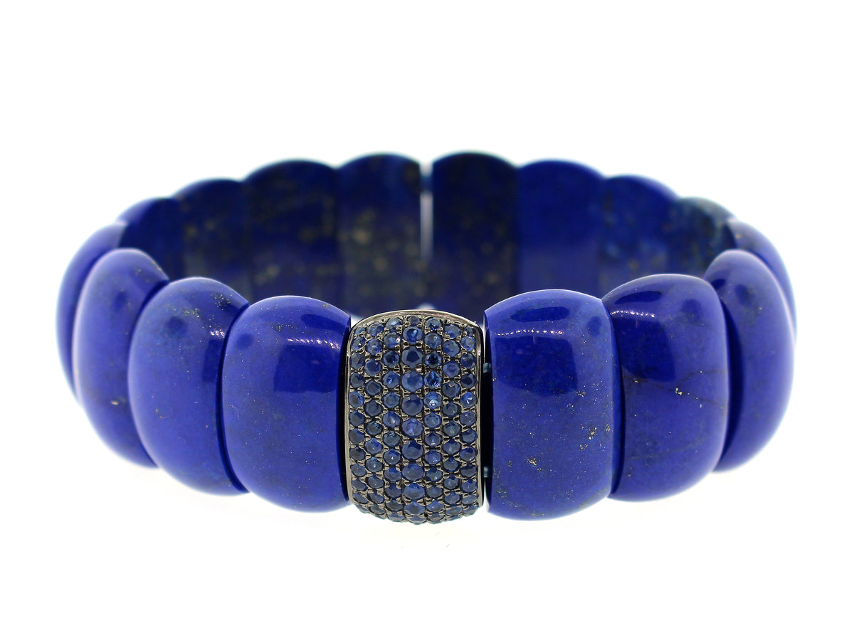 Lapis Sapphire Bracelet, Black Finish, Silver (H)