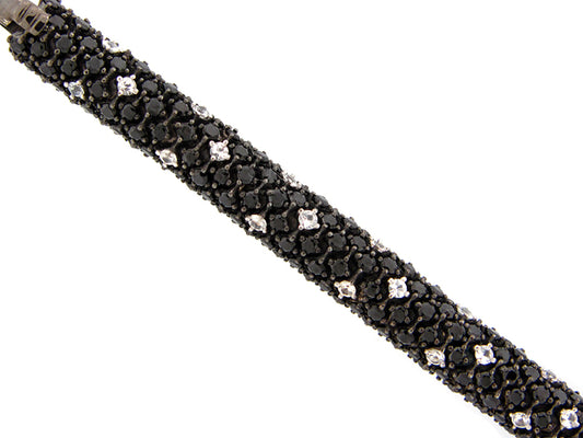 BLACK SPINEL & WHITE SAPPHIRE BRACELET, SILVER (N/E)