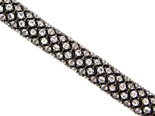 WHITE SAPPHIRE BRACELET, BLACK FINISH, SILVER (H)