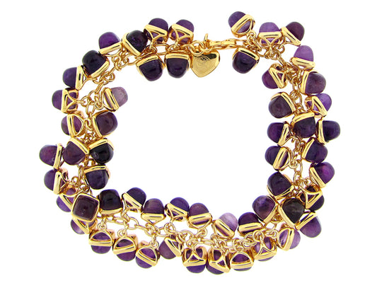 AMETHYST BRACELET, YELLOW FINISH, SILVER (H)