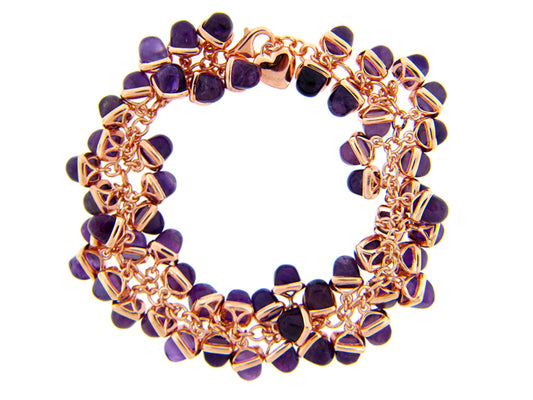 AMETHYST BRACELET, ROSE FINISH, SILVER (H)