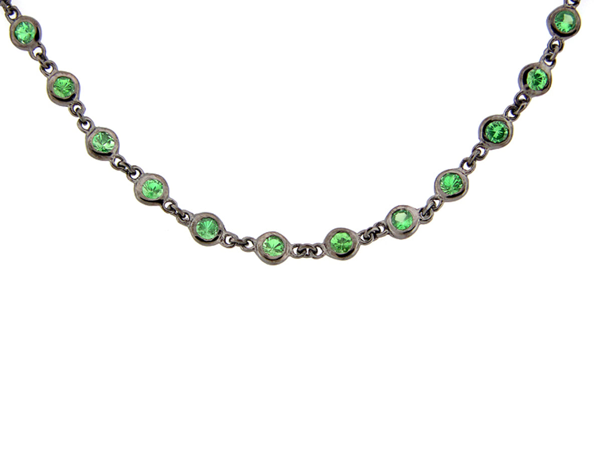 TSAVORITE CHAIN, 20", BLACK FINISH, SILVER (N)