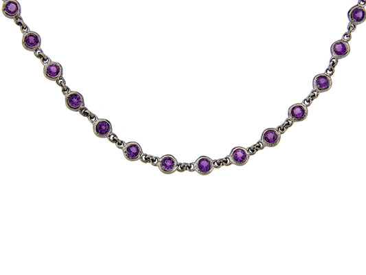 AMETHYST CHAIN, BLACK FINISH, 32", SILVER (H)
