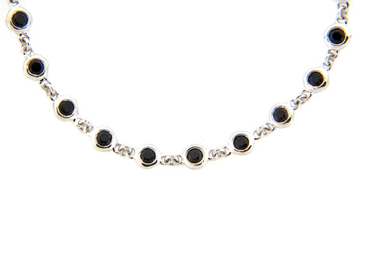 BLACK SPINEL CHAIN, 32", SILVER (N)