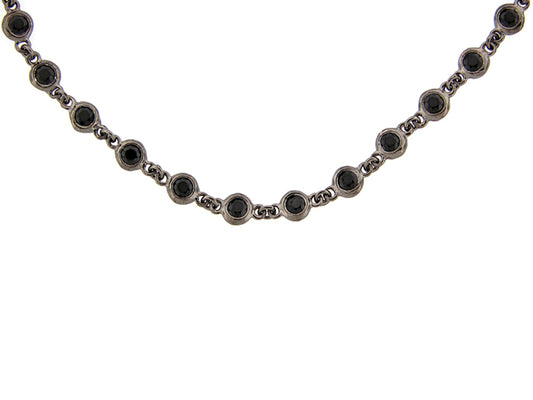 BLACK SPINEL CHAIN, 32", BLACK FINISH, SILVER (N)