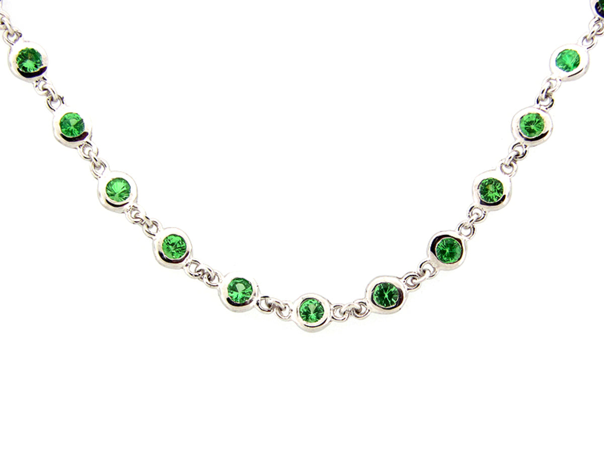 TSAVORITE CHAIN, 32", SILVER (N)
