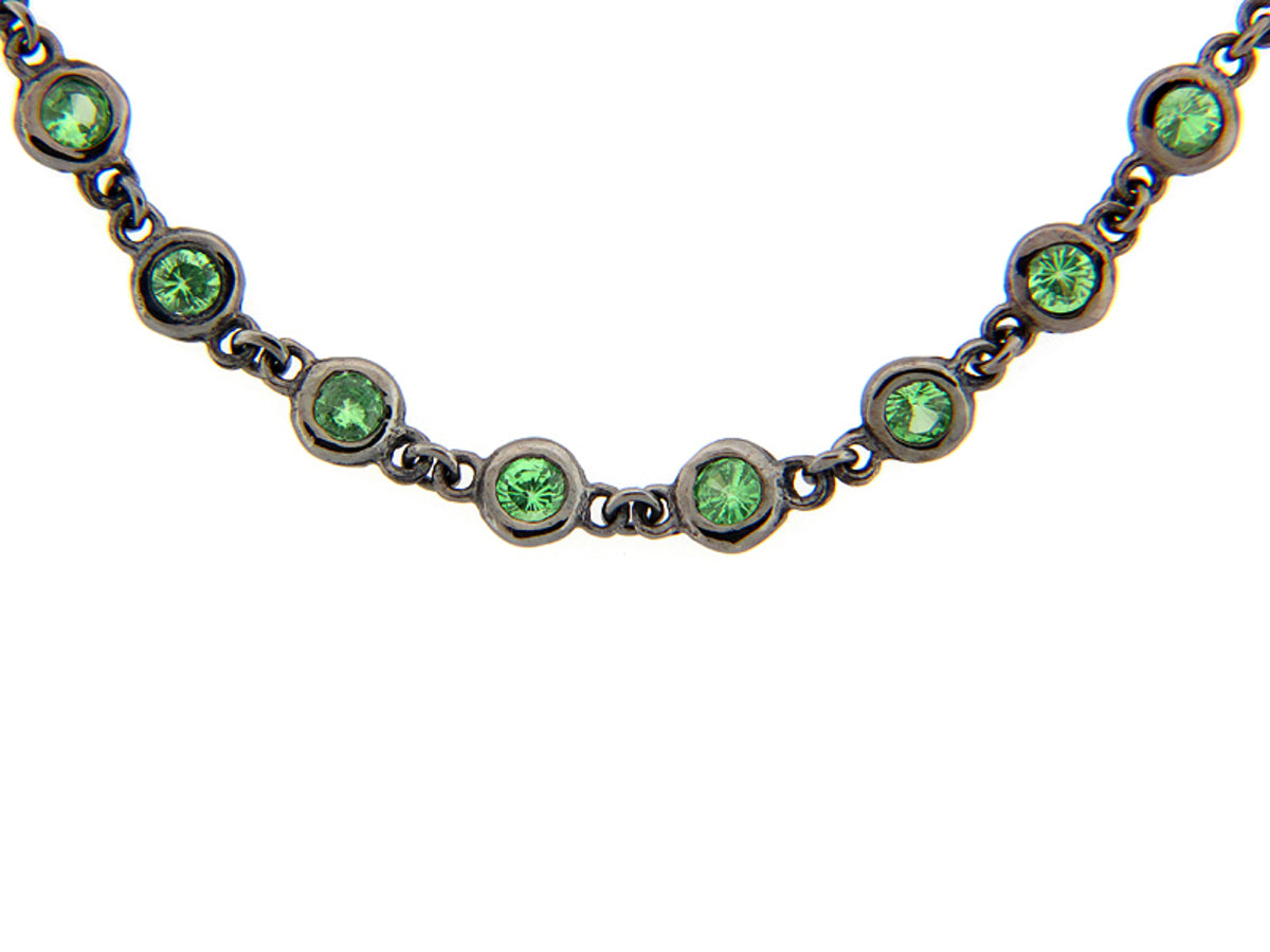 TSAVORITE CHAIN, 32", SILVER, BLACK FINISH, (N)