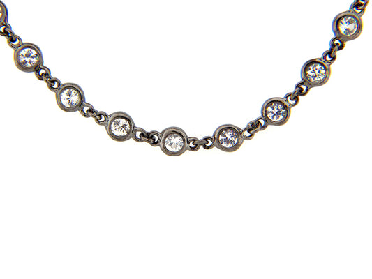 WHITE SAPPHIRE CHAIN, 36", SILVER (H)