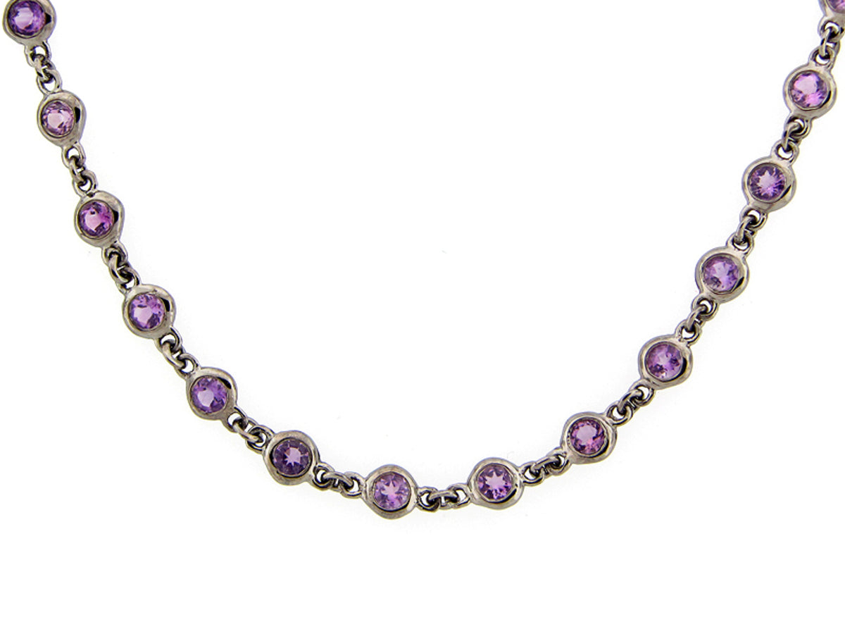 AMETHYST CHAIN, BLACK FINISH, SILVER (H)