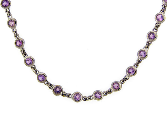 AMETHYST CHAIN, BLACK FINISH, SILVER (H)