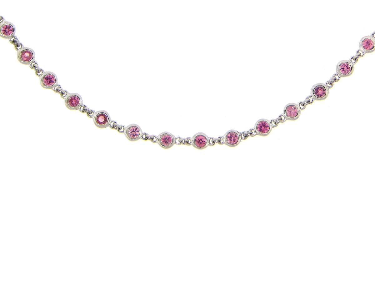 PINK SAPPHIRE CHAIN, 40",   SILVER (H)